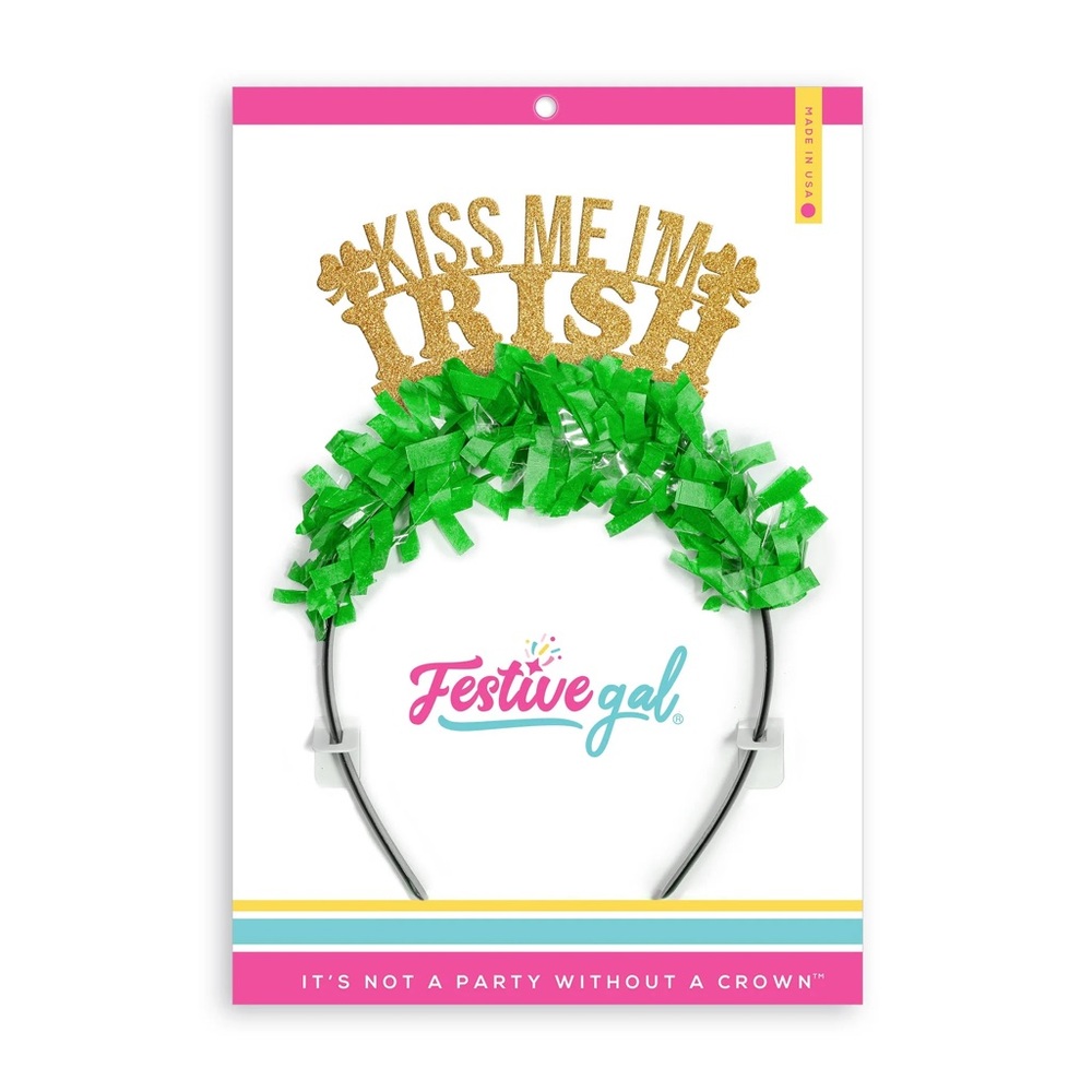 Gold and Green 'Kiss Me I'm Irish' Headband